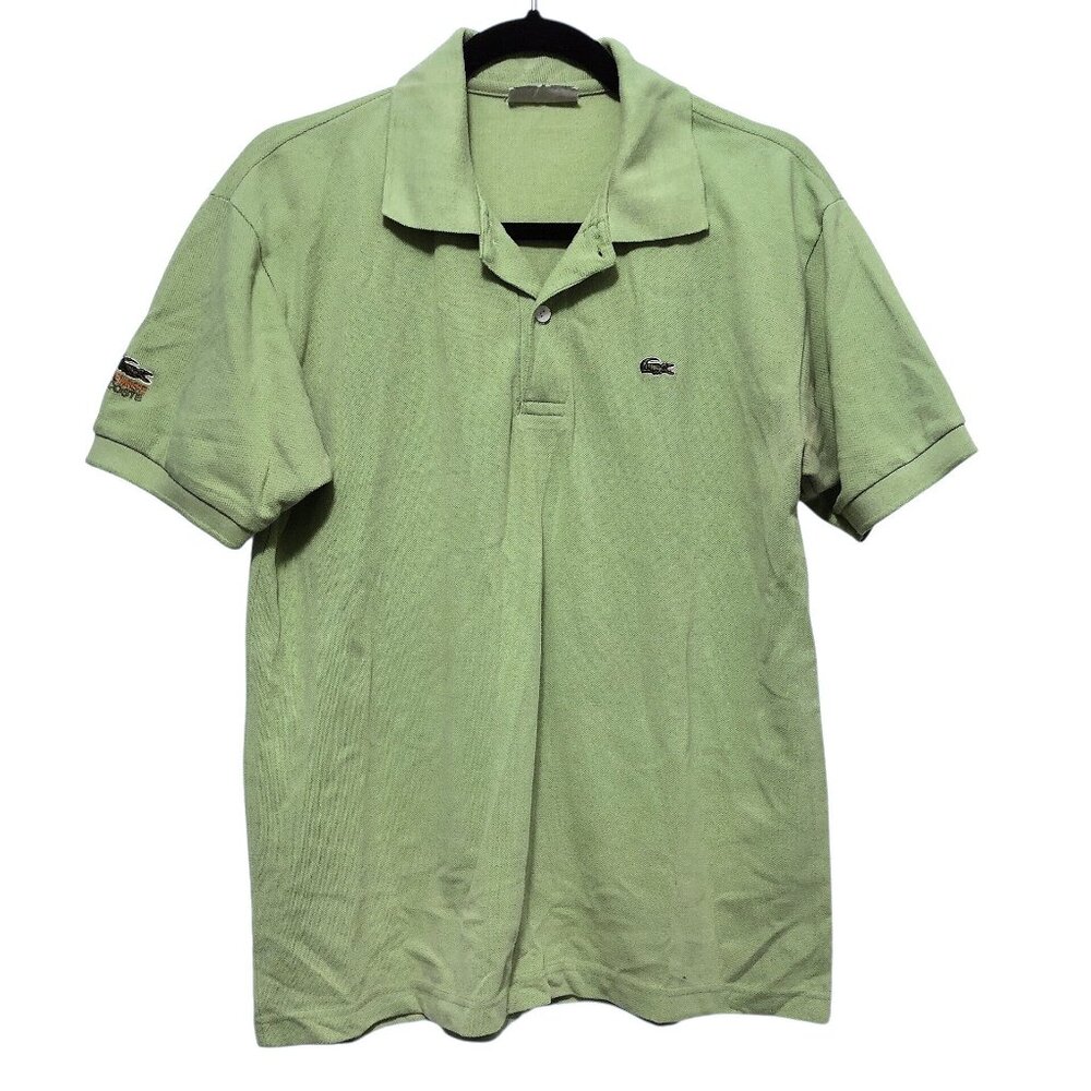 Men's Lacoste Solid Green Collared Button Short S… - image 1
